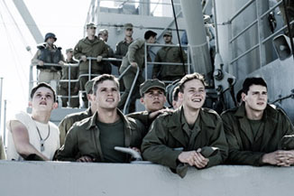 The cast looks on in envy at the Letters from Iwo Jima shoot across the way.