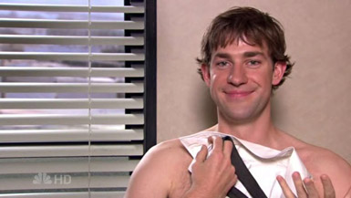 We catch Jim Halpert in an uncomfortable moment.