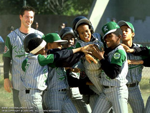 The kids are smiling because they won.  Keanu smiles because they covered the spread.